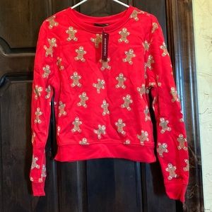 Red Christmas sweatshirt with gingerbread men